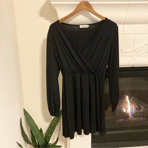 Wrap Dress Black Long Sleeve Jersey Material Small S